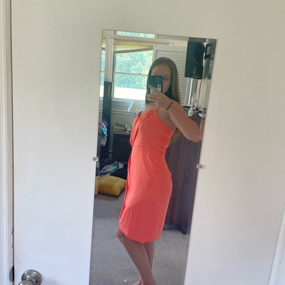 NWT Banana Republic Wrap Style Orange Midi Cocktail Dress size 6 - Picture 2 of 6